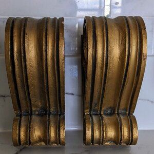Drapery Rod Holder/Swag Holder, Wall Sconces, Gold Bookends Vintage set of 2